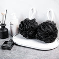 Loofah Sponge Xxl-100G 4 Pack, Bath Sponge Soft Mesh Shower Puff Loofah for Men, Exfoliating Body Scrubber for Women, Shower Accessories (Black)