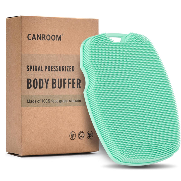 Canroom Zinc Infused Silicone Body Scrubber, Quick-Dry Bath Brush Green