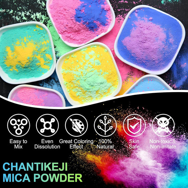 Mica Powder?24 Colors - 10G/Bottle of Natural Pigment Powder for Epoxy Resin?Soap Making?Candle Making,Lip Gloss,Car Freshies,Dye,Nail Polish,Bath