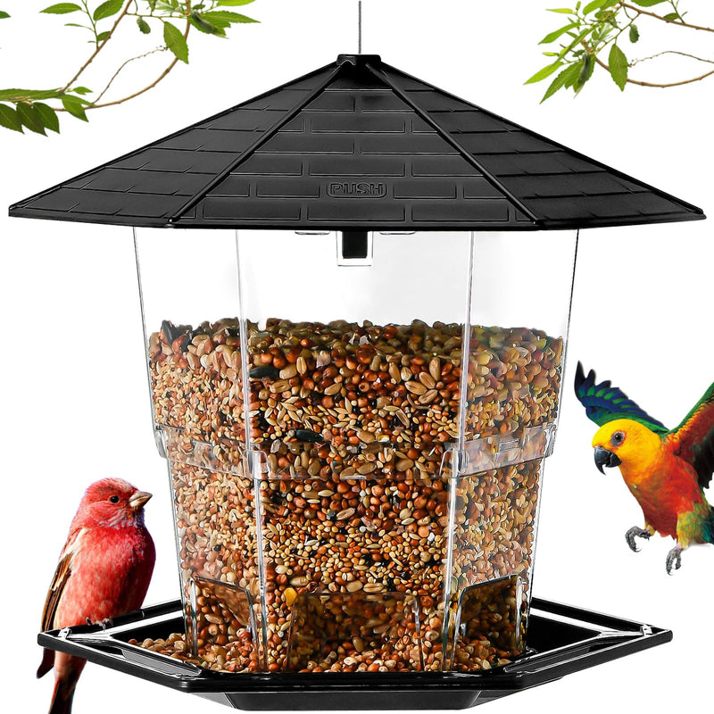 Jealoeur Bird Feeders for Outdoors Hanging Bird Feeder Wild Birds Seed, Black 1 Black