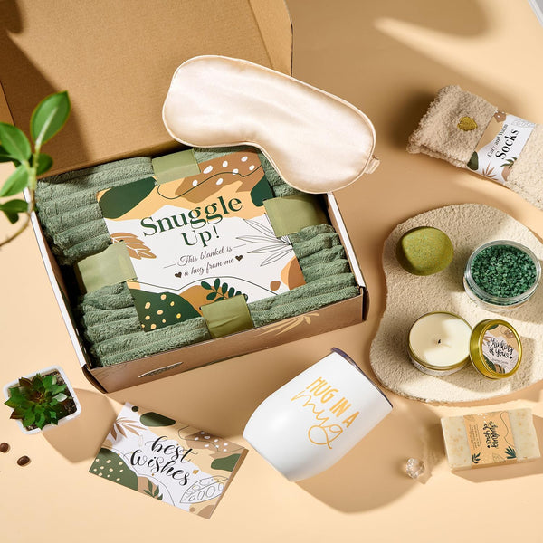 Self Care Gifts for Women Get Well Soon Basket, Thinking of You Gifts with Tumbler and Relaxing Spa Bathcomb for Mom Wife Best Friends