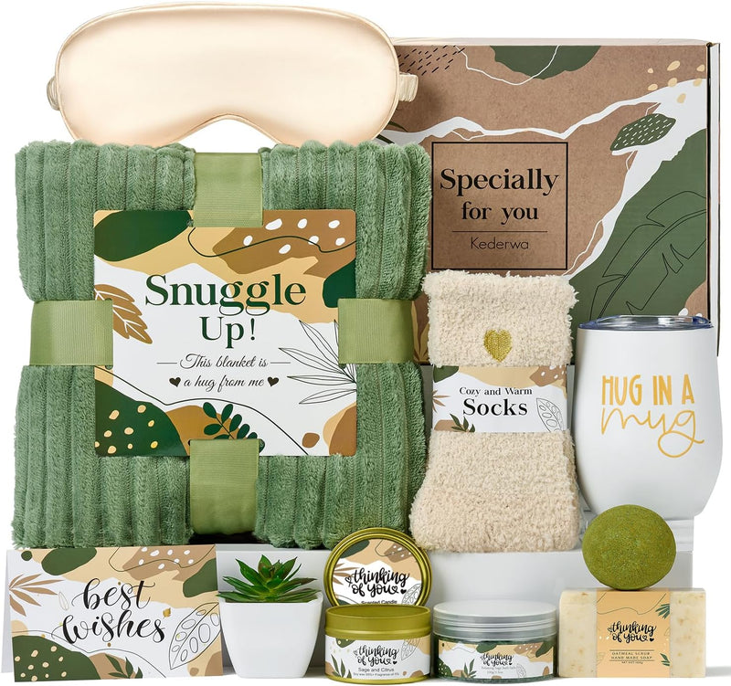 Self Care Gifts for Women Get Well Soon Basket, Thinking of You Gifts with Tumbler and Relaxing Spa Bathcomb for Mom Wife Best Friends