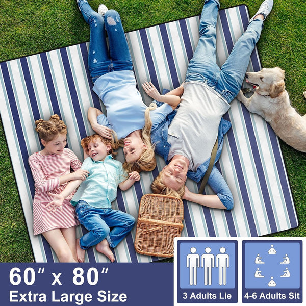 Lightweight Waterproof 60X80'' Picnic Blankets Huge anti Sand Packable Beach Grass Park Matt Fold up Camping Tent Rug for inside Summer Camp