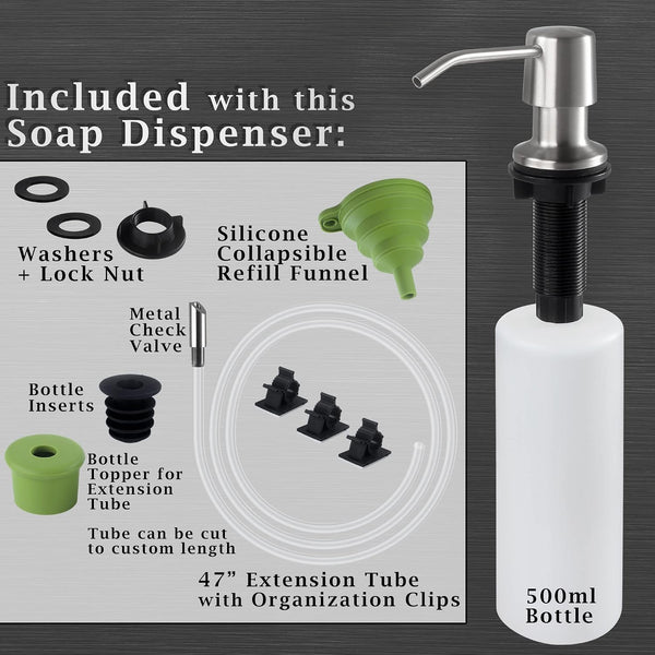 Styever Soap Dispenser for Kitchen Sink with Pump -16oz Bottle Built in Countertop Dish soap Dispenser with 4 Inch Spout- Oil Rubbed Bronze Sink
