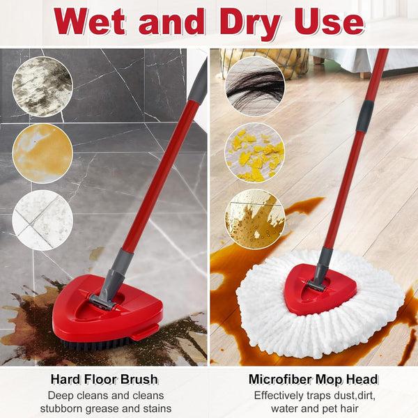 Spin Mop Head Replacement,Iron Spin Handle,Brush and Base Compatible with O Cedar Easywring 1 Tank System,Microfiber Mop Refills and 30-58" Handle