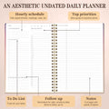 TREES Undated Daily Planner, 80-Day To-Do List with Hourly Schedule | Day-on-a-Page Agenda for Hourly Schedules, Priorities, Tasks and Notes,
