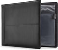 Juvale Check Binder - Black Faux Leather, 7-Ring, 14 x 10 in, Fits 600 Checks - Business Checkbook Binder & Cover with Pen Loop, Checkbook Holder