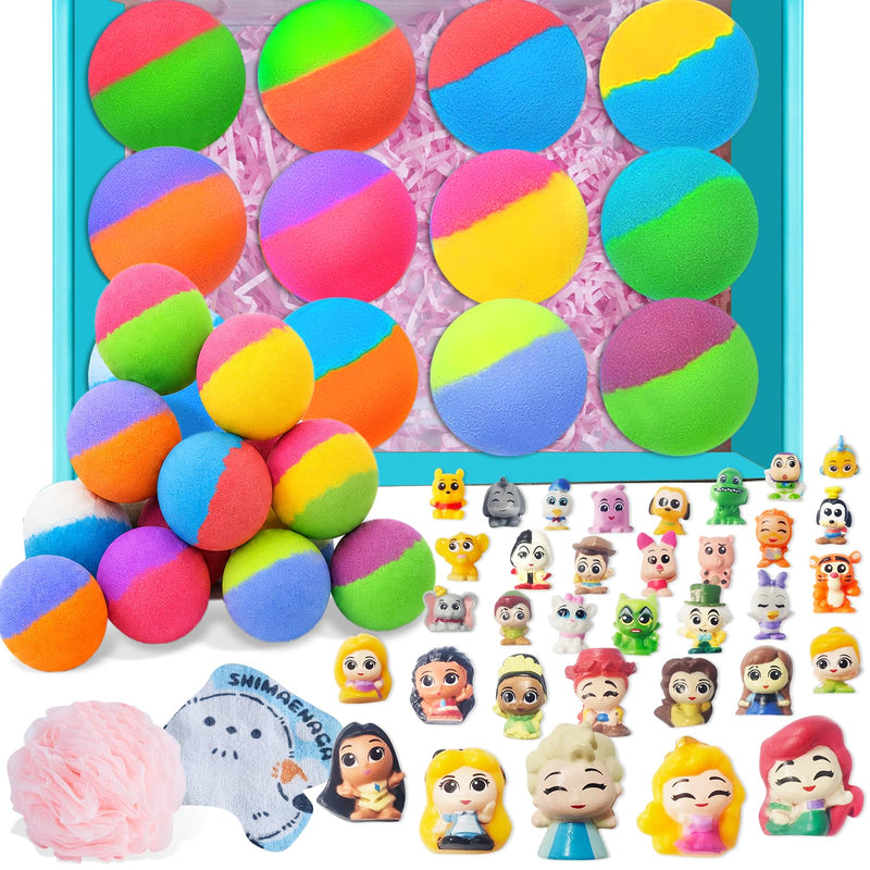 Bath Bombs for Kids: 12 Pcs Princess Bath Bombs with Toys Inside, Kids Bath Bomb Rich in Natural Essential Oils, Organic Bath Bomb Gift Set for