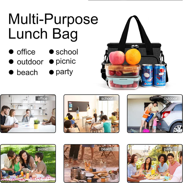 Femuar Lunch Bags for Women/Men, Insulated Lunch Bag for Work Office Picnic - Lunch Cooler Bag Leakproof Lunch Box with Adjustable Shoulder Strap