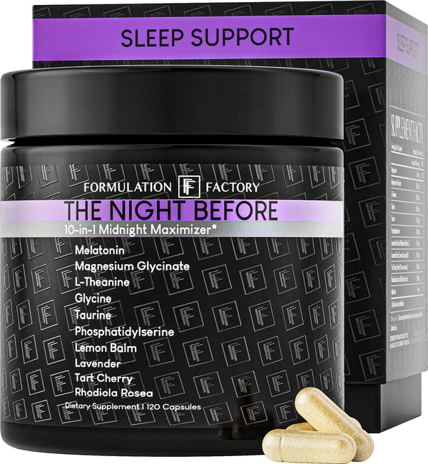 The Night Before: 10-In-1 Midnight Maximizer, Sleep Aid, Stress Relief, Cognition, Relaxation, Recovery, Magnesium Glycinate, L-Theanine, Glycine,
