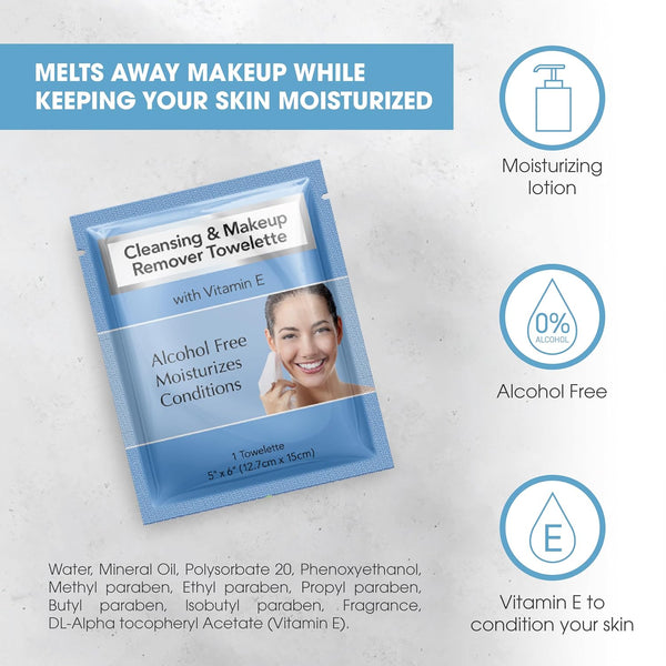 Diamond Wipes Makeup Remover Face Wipes with Vitamin E, 50 Count | Alcohol-Free Facial Cleansing Wipes With Vitamin E For Daily Makeup Removal;