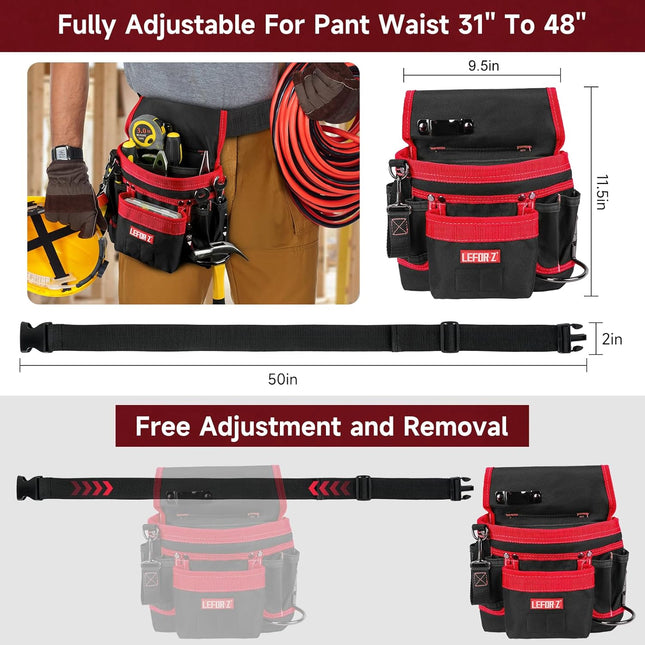 Tool Belt,Magnetic Tool Pouch,14-Pockets Tool Belts for Men,Detachable & Adjustable Tool Pouch Belt for Electrician,Carp