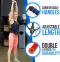 DYNAPRO Exercise Resistance Bands, Adjustable Length, Comfort Handles, Professional Quality, Anti-Snap. Great for Workouts, Physical Therapy, Yoga