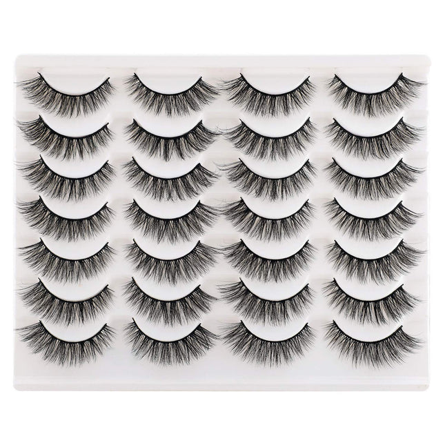 Newcally Lashes False Eyelashes Cat Eyes Wispy Natural Faux Mink Lashes 14 Pairs