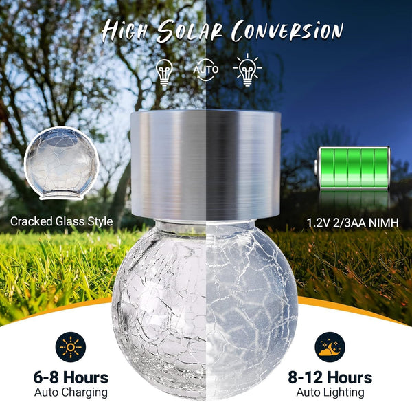 GIGALUMI Solar Lights Outdoor Waterproof, 8 Pack Solar Hanging Lights Garden Decor, Gifts for Women, Solar Outdoor Lantern Waterproof Cracked