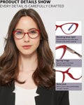 EYEURL 5-Pack Cat Eye Reading Glasses for Women- Men Blue Light Blocking Glasses Stylish Computer Readers for Women Anti Eyestrain & Glare with