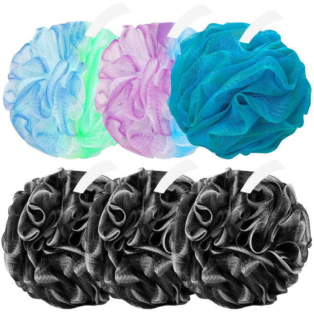 Amazerbst loofah,Shower loofah loofah Sponge,Bath Sponge Body Scrubber for Women and Men (Green Purple Blue Black Black 
