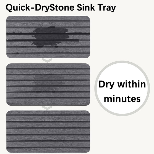 NiuYichee 2 PCS Water Absorbent diatomite Coasters, 7.1" x 3.5" Water Absorbing Stone Tray for Sink, Stone Drying mat for Kitchen Counter, Stone