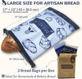 GRIN BY GRIN Bread Bags 2 Pack Reusable Zipper Bags Extra Large | Homemade Bread, Sourdough, Freezer Storage