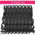 French Curly Braiding Hair 18 Inch 8 Packs Black Color - Pre Stretched Bouncy Braiding Hair- Loose Wavy Synthetic Hair Extensions For Black Women