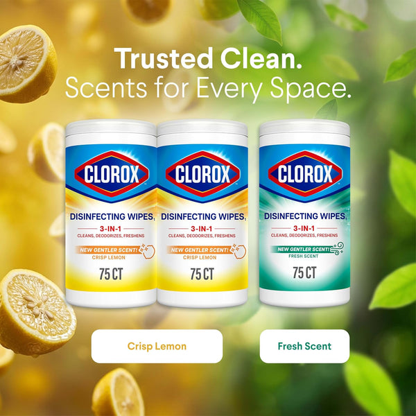 Clorox Disinfecting Wipes Back to School Variety Pack, 75 Count Each, Pack of 3 (Package May Vary) Lemon + Fresh 75 Count (Pack of 3)