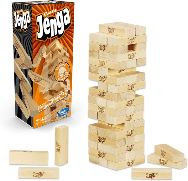 Jenga Game | the Original Wood Block Game with Genuine Hardwood Blocks | Stacking Tower Game | Ages 6+ | 1 or More Players | Party Games for Kids