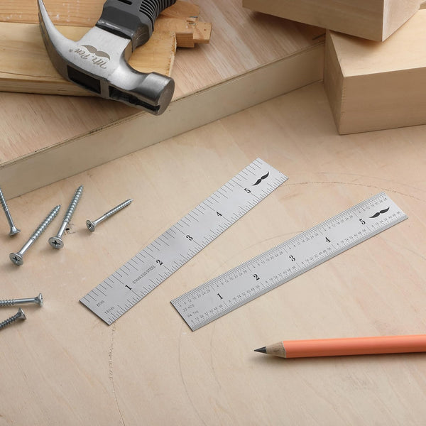 Mr. Pen- Machinist Ruler, 6 Inch, 2 Pack, Stainless Steel Imperial | Precision Measuring Tool, 1/8", 1/16", 1/32", 1/64" Graduation for