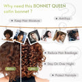 BONNET QUEEN Silk Bonnet for Sleeping Women Satin Bonnet Night Sleep Cap Wrap for Curly Hair with Adjustable Tie Band, Single Layer, Black+Rose