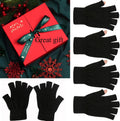 monochef Fingerless Gloves Half Finger Winter Warm Knit Thermal Working Running Biking Driving Typing Men Women Black Black 2 Pairs