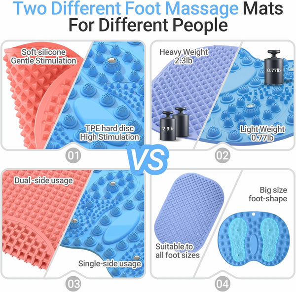 Foot Massager Mat 2PCS, Foot Reflexology Mat with Magnetic Therapy, Standing Desk Mat Acupressure Mat for Feet Relaxation, Pressure Point Mat for