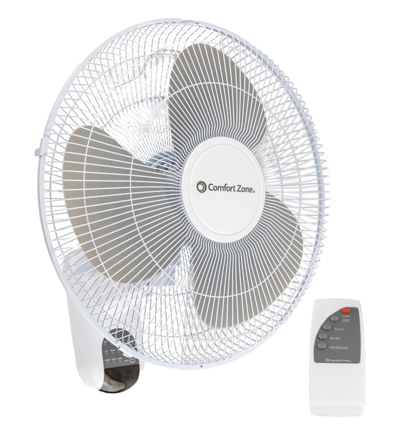 Comfort Zone 16-Inch Fan with Remote Control – Quiet 3-Speed Oscillating Indoor Fan with 90° Wide-Angle Airflow, Timer & Sleep Modes –