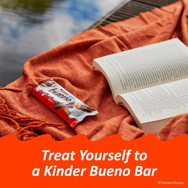 Kinder Bueno Milk Chocolate Bars with Hazelnut Filling, 30 Packs of 2, Bulk Chocolate Candy Bars for Game Day, Football Party Supplies, Snacks for