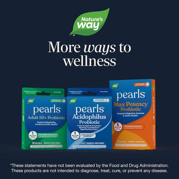 Nature's Way Probiotic Pearls Acidophilus Softgels, 1 Billion CFU, 90 ct | Supports Digestive Balance & Gut Health*, Reduces Occasional