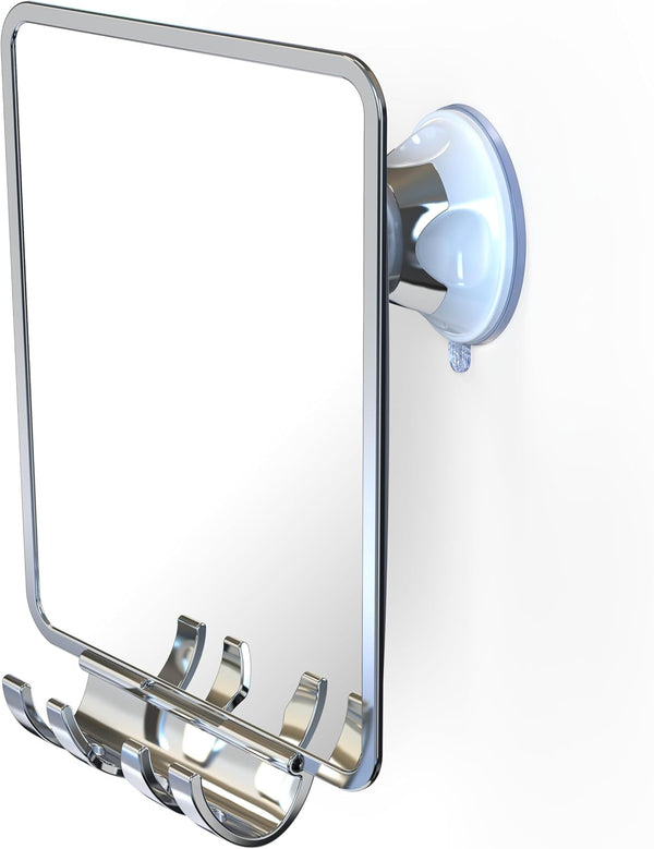 Luxo Shower Mirror, Shower Mirror Fogless for Shaving with a Removable Razor Holder - Shaving Mirror for Shower with a Powerful Suction Cup -
