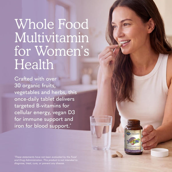 Garden of Life Organics Multivitamin for Women - Women's Once Daily Multi - Whole Food Multi with Iron, Biotin, Vegan Organic Womens Multivitamin