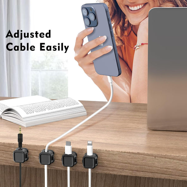 Magnetic Cable Clips, 6 Pack Cord Organizer Holder, for Desk Cable Management, Adhesive Wire Keeper for Desk in Bedroom Living Room Kichen Office