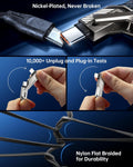 4-In-1 USB C Cable 5FT Lightn-Ing Cable 90 Degree Fast Charging Flat Nylon Braided for Iphone/Ipad Charger Cord Multi Charge Cord with