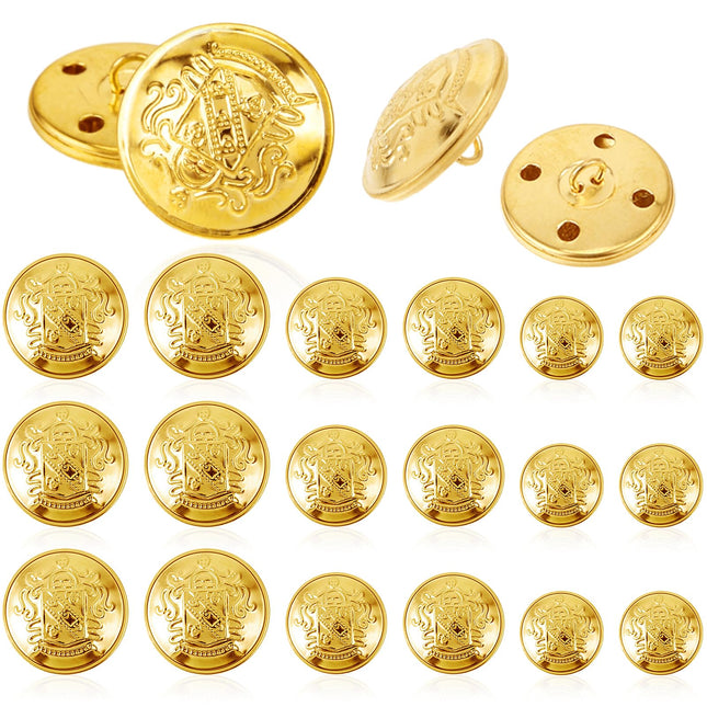 Ouligay 18Pcs Gold Brass Buttons for Blazer, Suit, Coat & DIY Crafts - 18Mm, 20M
