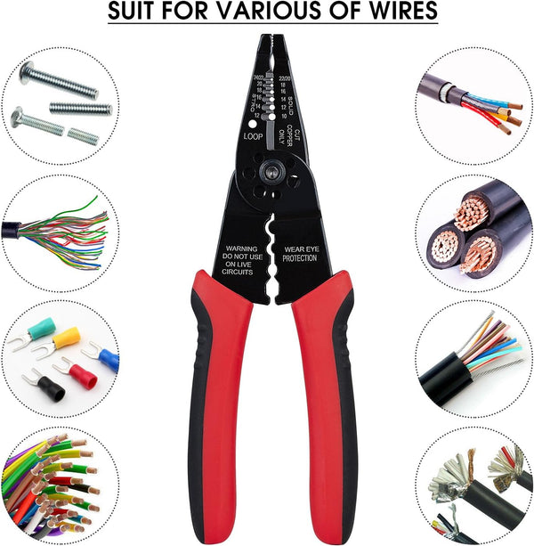 WGGE WG-015 Professional Wire Stripper, Wire Cutter and Wire Crimper 8-inch