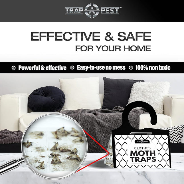 TRAP a PEST Clothing Moth Traps - 8 Pack - Non Toxic Moth Traps for Clothes with Pheromone Attractant - Odorless Sticky 