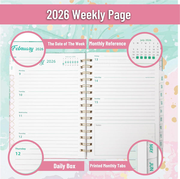 Mr. Pen- 2026 Planner, 6.4" x 8.5", Abstract Splash, 2026 Planner Weekly and Monthly, Hardcover, Twin-Wire Binding Abstract Splash 6.4" x 8.5"(2026）