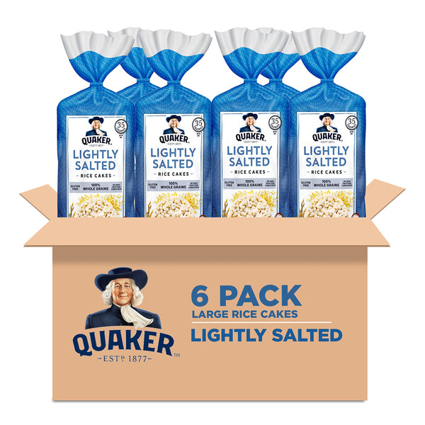 Quaker Large Rice Cakes, Lightly Salted, Gluten Free, 100% Whole Grains, 4.47 Oz, Pack of 6 Lightly Salted 4.47 Ounce (Pack of 6)