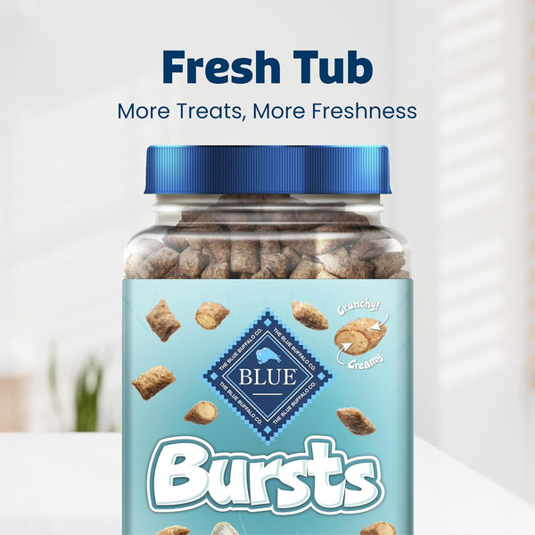 Blue Buffalo Bursts Savory Seafood Crunchy & Creamy Cat Treats, Great for Training, Real Salmon Natural Cat Treats Enhanced with Vitamins,