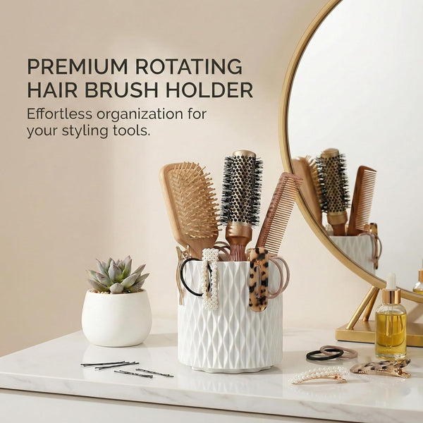 Makeup Brush Holder Organizer - 360ÃÂ° Rotating Makeup Brush Organizer 5 Slot Make up Brushes Cup for Cosmetics, Lipsticks, Bathroom Vanity Desktop