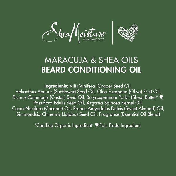 SheaMoisture Beard Conditioning Oil for a Full Beard Maracuja Oil and Shea Butter to Moisturize and Soften 3.2 oz 3.2 Fl Oz (Pack of 1)