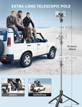 71" Phone Tripod & Selfie Stick, All in One Extendable Cell Phone Tripod with Wireless Remote, Tripods Stand for iPhone & Travel Selfie Stick 360°