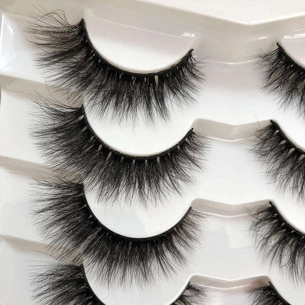 Pooplunch False Eyelashes Cat Eye Wispy Extensions Faux Mink Lashes Pack Short Natural Volume Fake Eyelash Strips 7 Pairs Pack Cat-Eye|9-15MM