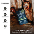 The Grandpa Soap Company Pine Tar Bar Soap for Men- Made With Pine Tar Oil, 3 in 1 Cleanser Deodorizer and Moisturizer, Dermatologist Tested, Safe