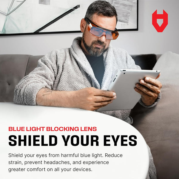 Nocry Blue Light Blocking Safety Glasses over Eyeglasses with 100% UV Protection Ã¢ÂÂ UV Light Protection with Anti-Fog & Anti-Scratch Lenses; ANSI