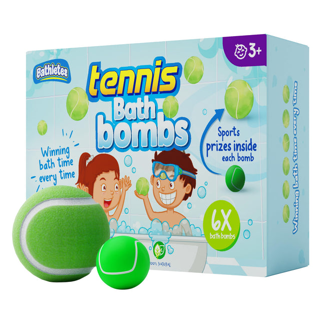 6Pc Sporty Kids Bath Bombs with Surprise inside - Girls & Boys Bath Toys W/ 6 Sports Prizes - Perfect for Birthdays, Hol